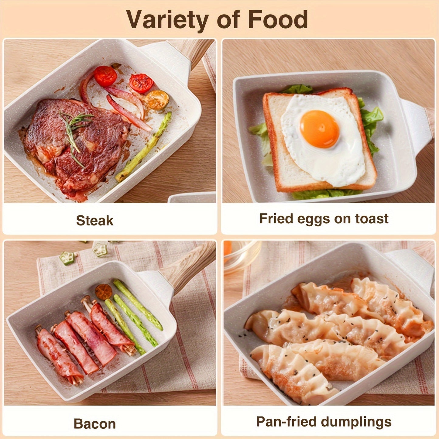Japanese Tamagoyaki Pan Set - Non-Stick Aluminum Rectangular Frying Pan with Silicone Spatula and Oil Brush - Ideal for Eggs and Pancakes, Hand Wash Only