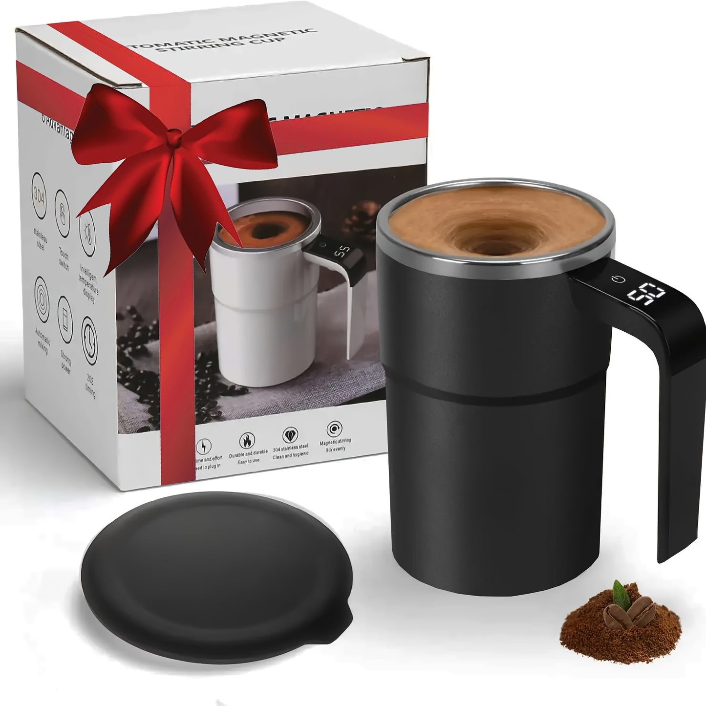 Fully Automatic 304 Stainless Steel Mixing Cup with Temperature Display – Portable Coffee Cup for Home and Office