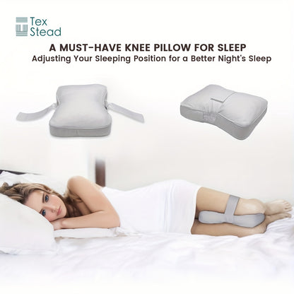 TEXSTEAD Knee Pillow for Side Sleepers – Ergonomic Leg Positioner for Spine Alignment & Pregnancy Support – Machine Washable Cover – Portable Design with Woven Polyester – Filled with 100% Polyester Fiber