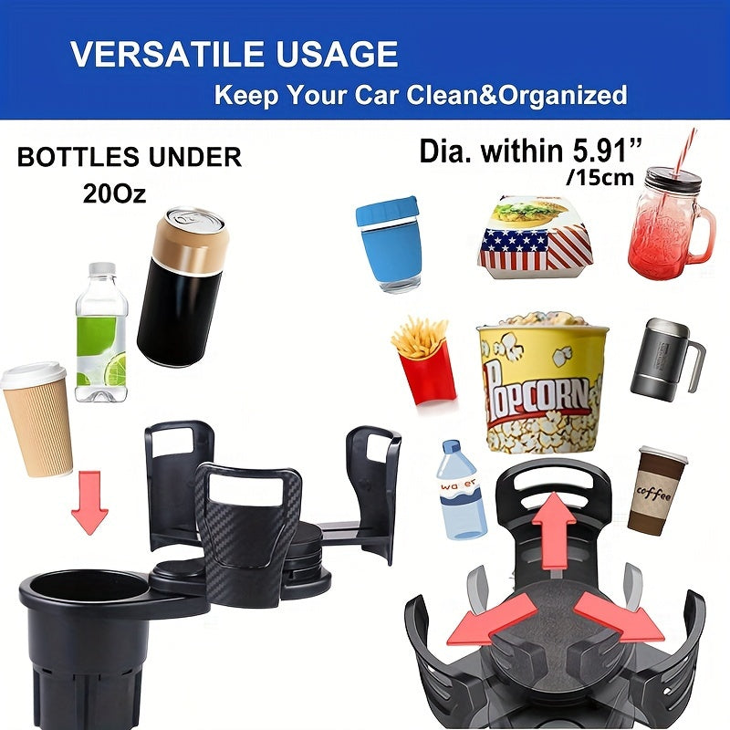 Car Cup Holder Expander – Adjustable Multifunctional Dual Cup Holder with Phone Holder and Aromatherapy Organizer – Ideal Gift for Thanksgiving, Christmas and New Year