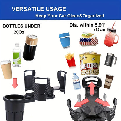 Car Cup Holder Expander – Adjustable Multifunctional Dual Cup Holder with Phone Holder and Aromatherapy Organizer – Ideal Gift for Thanksgiving, Christmas and New Year