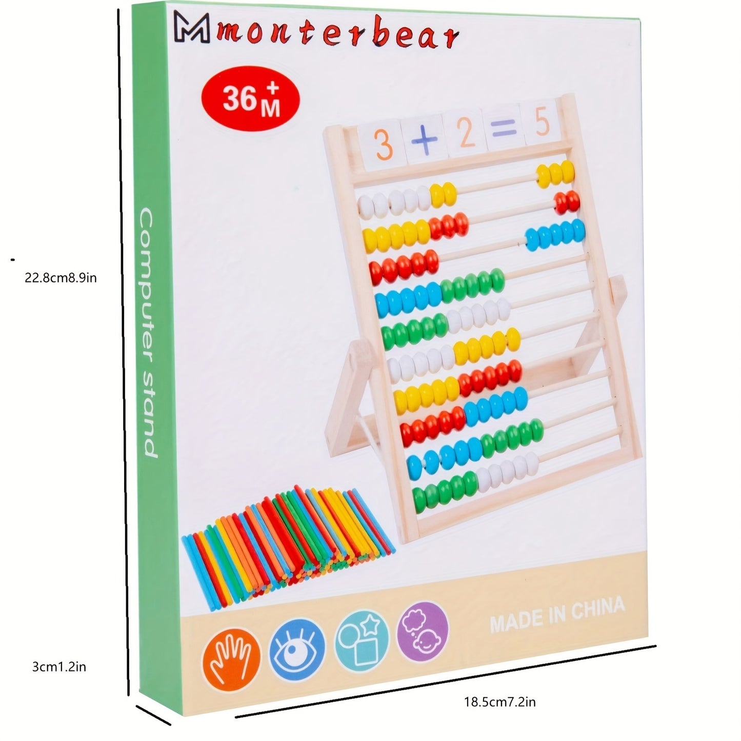 QQM Wooden Math Learning Toy, Multifunctional Educational Calculation Stand, Fun & Engaging Math Tool for Kids