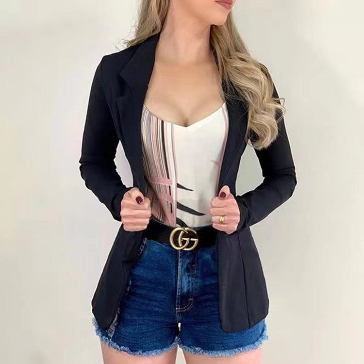 2024 Women's Slim Fit Small Suit Coat – Lapel, Long Sleeve, Sweet Button Design in Multi-Color