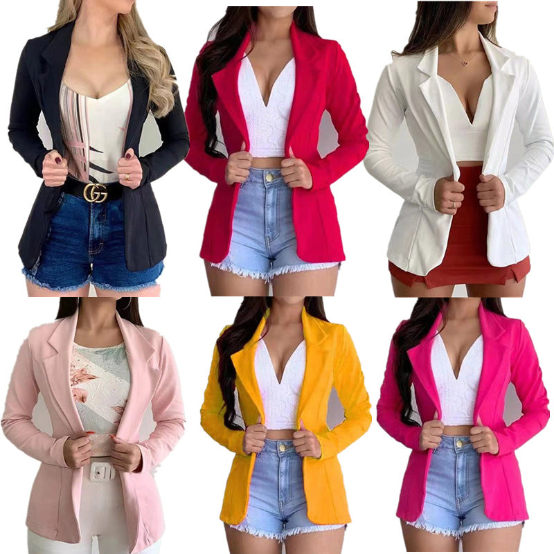 2024 Women's Slim Fit Small Suit Coat – Lapel, Long Sleeve, Sweet Button Design in Multi-Color