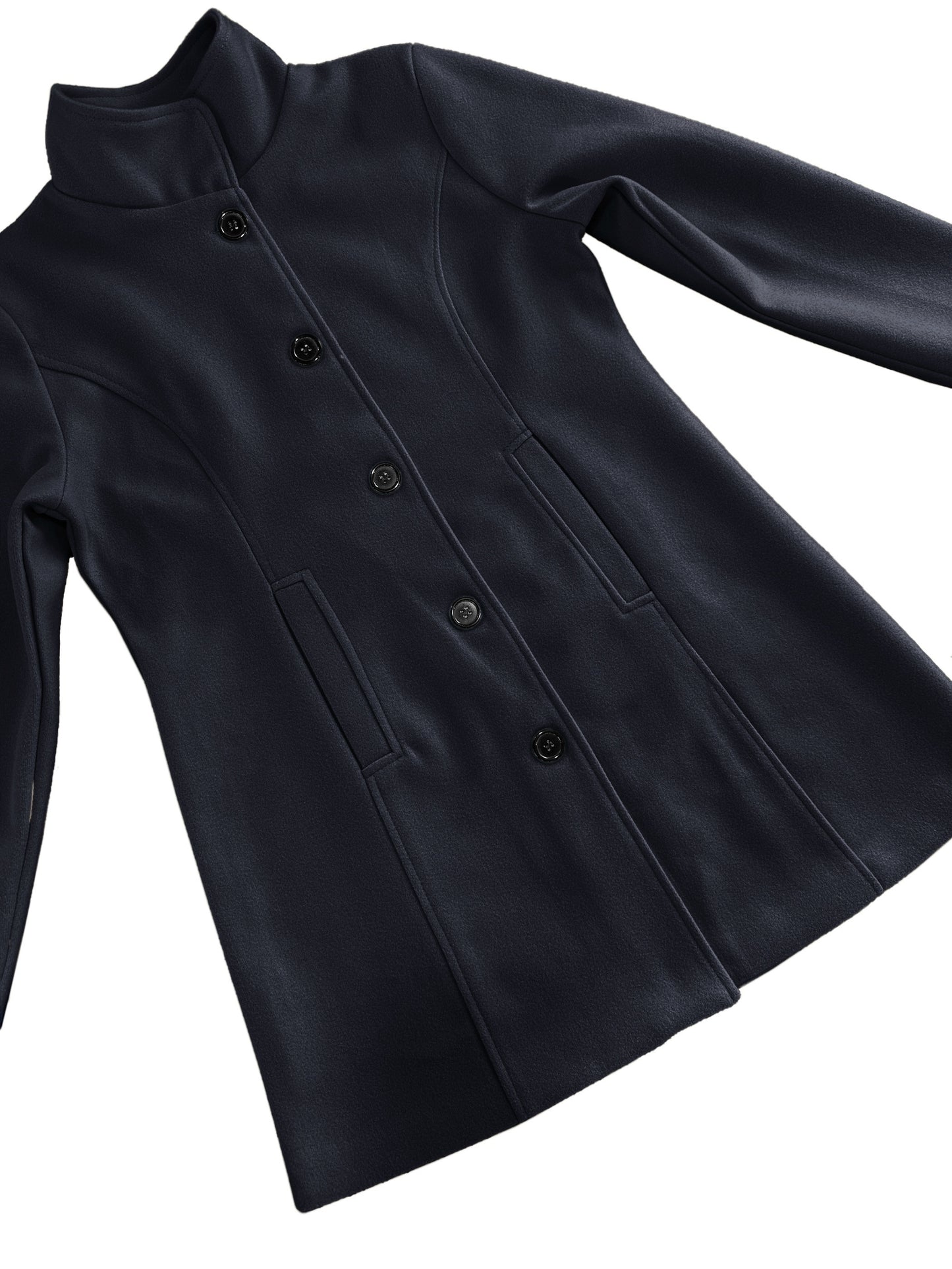 Women's Single-Breasted Overcoat - Solid Color Long Sleeve Casual Outerwear for Fall and Winter