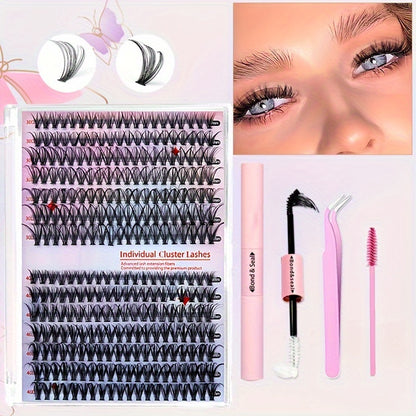 640/280pcs Extra Thick D Curl 9-16mm Mixed Length Individual Lashes – DIY Lash Clusters Extension Kit for Wispy Manga Look – Easy to Use, Long-Lasting, Reusable, Comfortable