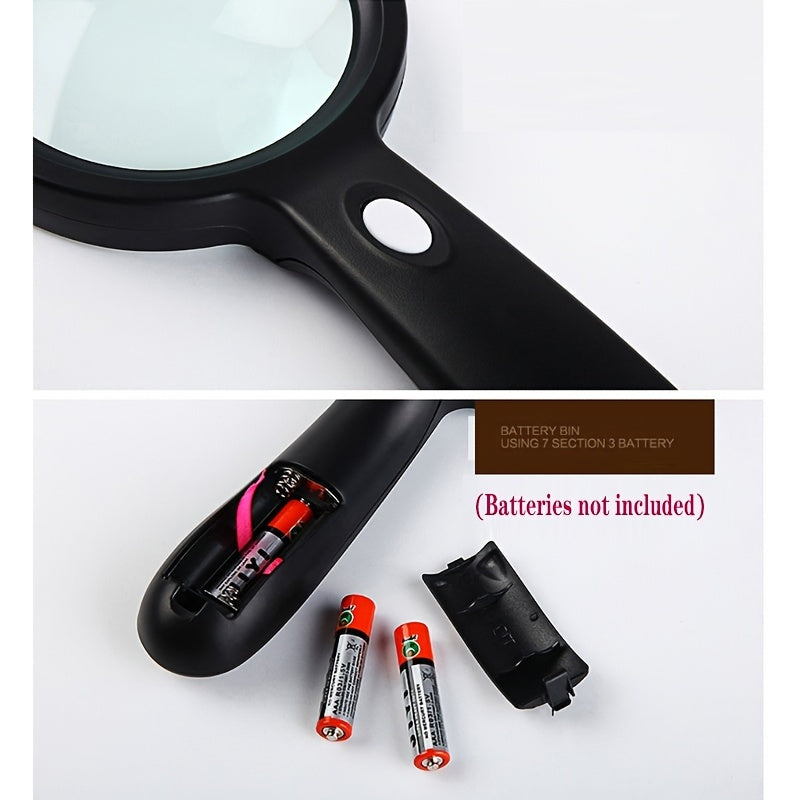 10X Lighted Magnifying Glass – Handheld Large Reading Magnifier with 12 LED Lights, Ideal for Seniors, Repair, Coins, and Reading