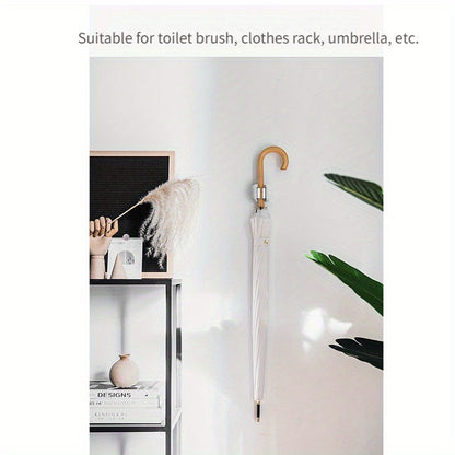 3 Pack Wall-Mounted Mop & Broom Holder – Self-Adhesive Storage Hanger for Home, Kitchen, Bathroom (White Plastic)