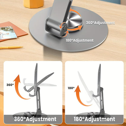 Full Metal 360-Degree Rotating Phone and Tablet Stand - Universal Stress-Relieving Desk Mount
