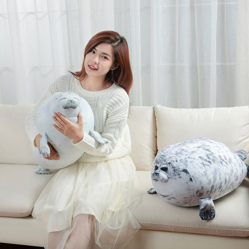 Angry Blob Seal Pillow – Chubby 3D Sea Lion Plush Stuffed Toy & Sleeping Throw Pillow for Kids & Girls
