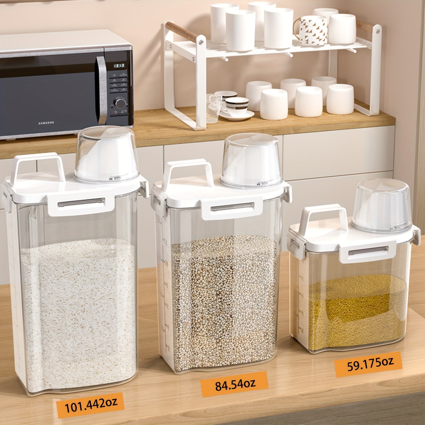 Airtight Food Storage Container with Lid - Moisture & Leak-Proof, Ideal for Grains, Nuts, Flour & Rice, Portable Kitchen Organizer