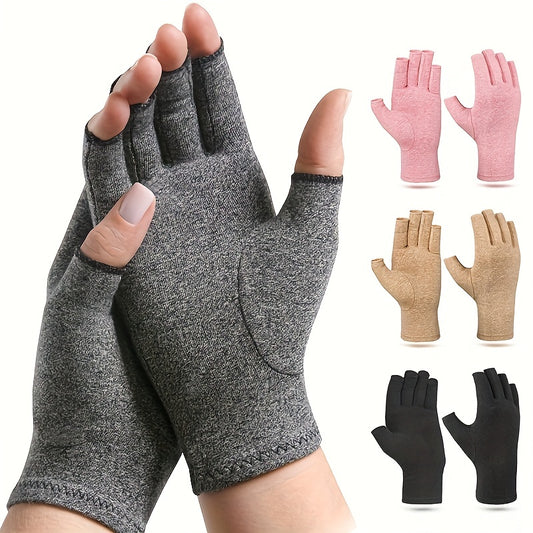 Fingerless Compression Gloves for Women and Men - Hand Joint Wraps, Sports Hand Support Thumb Gloves for Typing, Daily Work, and Hand Care - Open Finger Fit