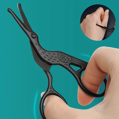 Stainless Steel Rounded Tip Nose Hair Scissors – Heron-Shaped Groomers for Eyebrows, Nose, Beard, and Ears, Professional Facial Hair Trimming for Daily Use