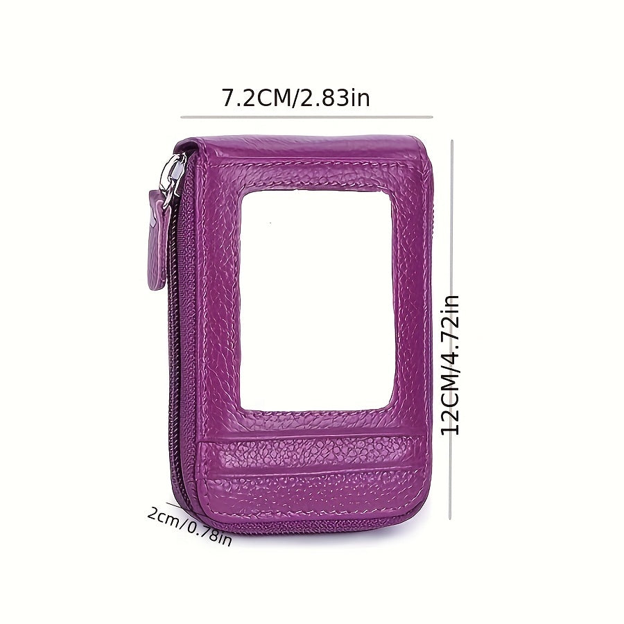 Mini RFID Blocking Card Holder Wallet - Multiple Card Slots, Portable, Zipper Enclosed, Clear Window, Coin Purse - Secure, Compact, Stylish Accessory for Everyday Carry