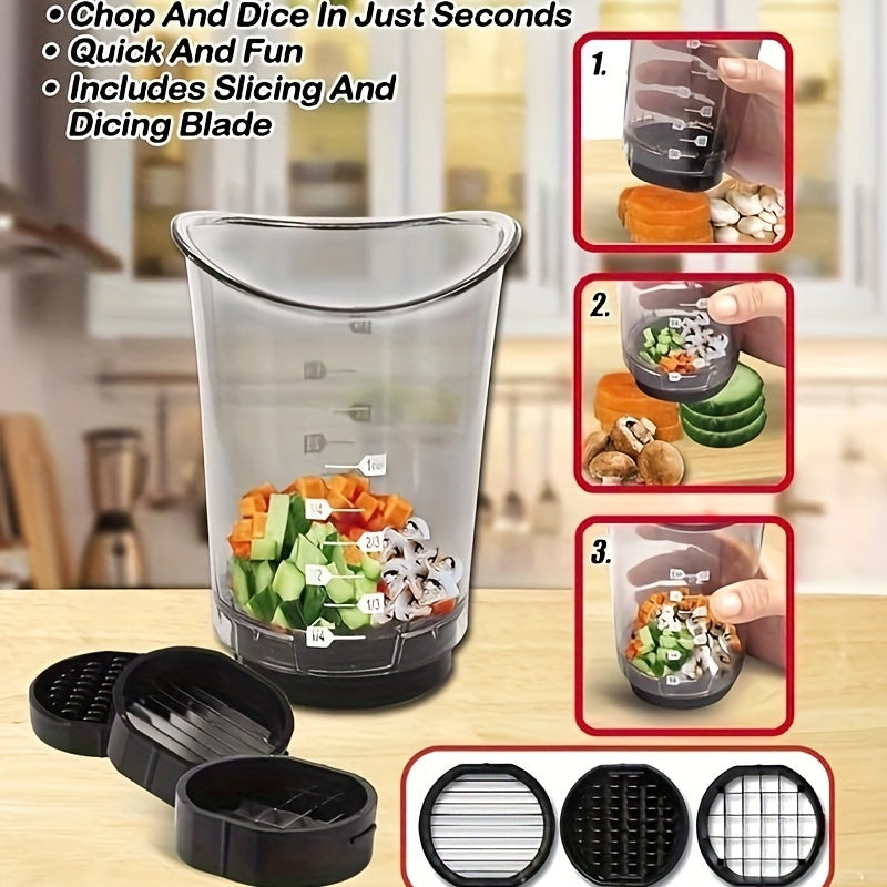 Multi-Function Slicer Cup - Vegetable Chopper for Cutting, Dicing, and Chopping, Essential Kitchen Supplies and Accessories