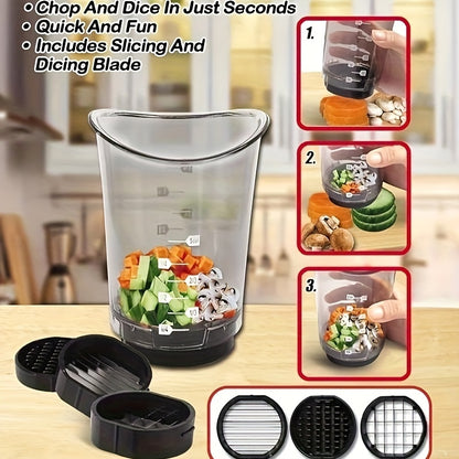 Multi-Function Slicer Cup - Vegetable Chopper for Cutting, Dicing, and Chopping, Essential Kitchen Supplies and Accessories