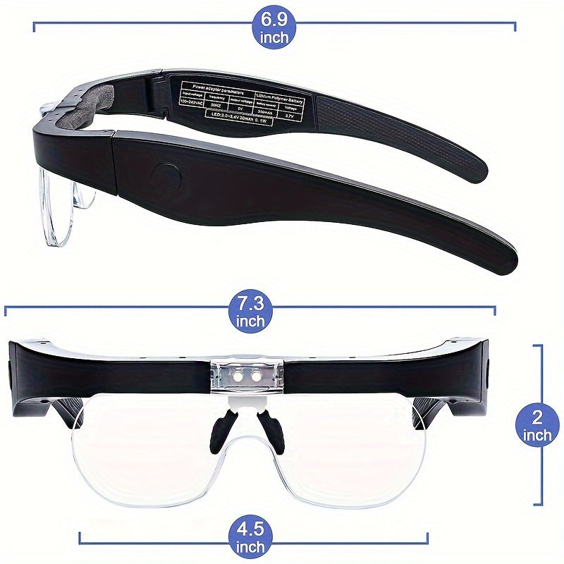 Lightweight Head-Mounted Reading Magnifying Glass with Light - 4x Lenses for Reading Books & Newspapers