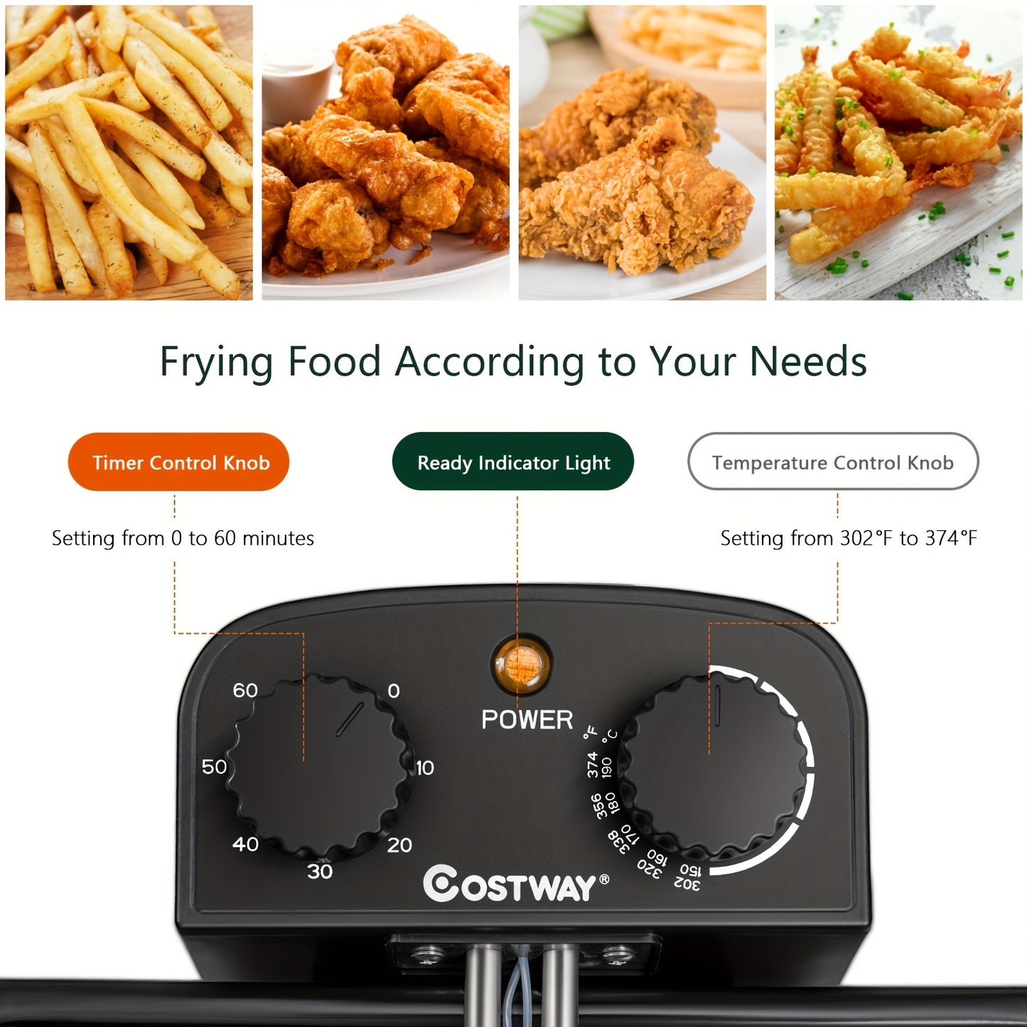 21-Cup Extra-Large Electric Deep Fryer - Stainless Steel Body, 1700W Power, Triple Basket for Easy Frying, Cooking, and Serving