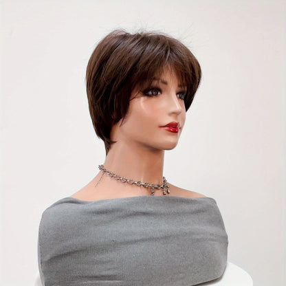 Synthetic 8 Inch Short Brown Pixie Cut Wig for Women - Perfect for Daily Wear & Cosplay