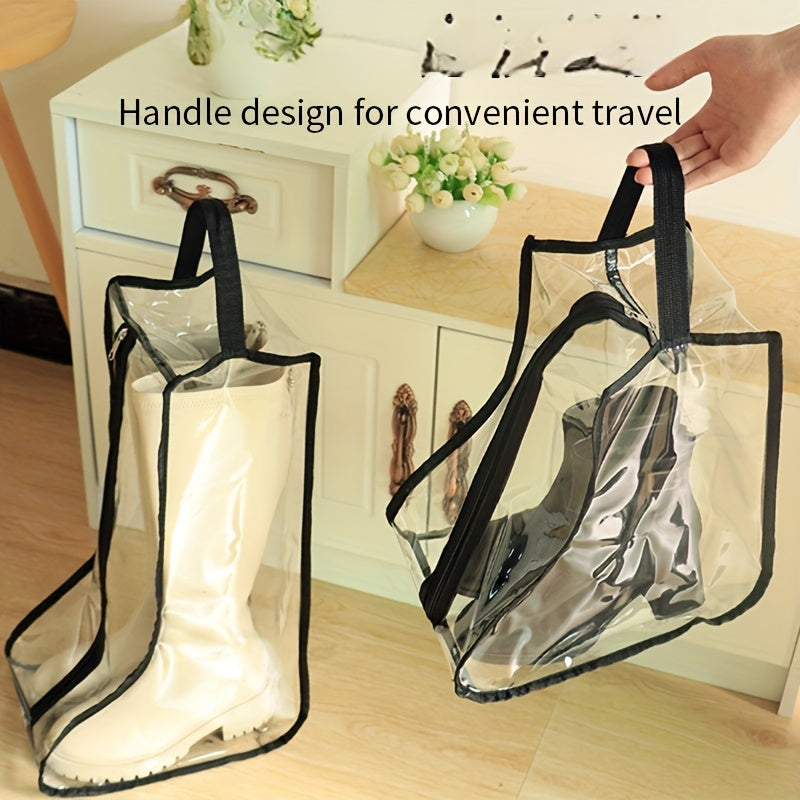 Minimalist PVC Shoe Protector Bags – Clear, Foldable, Waterproof, Dustproof with Zipper, Hand Washable Storage Bags for Travel & Home Organization