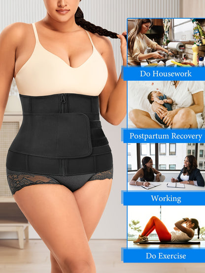 Plus Size Sports Corset – Women's Durable Zipper Waist Trainer for Tummy Control and Shaping