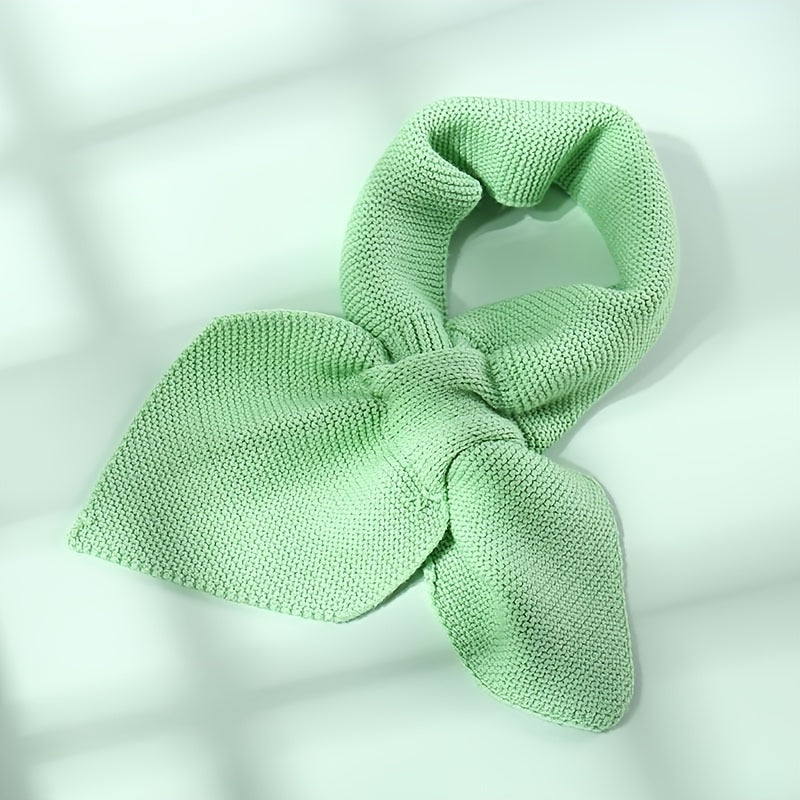 Minimalist Solid Color Knit Cross Scarf – Stylish & Versatile Warm Neck Scarf for Autumn & Winter, Coldproof Elastic Design