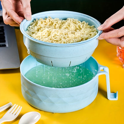 Ramen Bowl Set – Microwave Safe Noodle Cooker with Spoon, Chopsticks and Fork, Perfect for RV, Camping, Picnic, Kitchen and Dorm