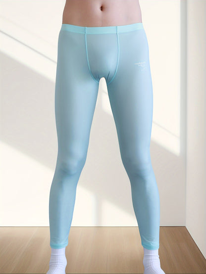 Summer Solid Long Leggings for Men – Slim Fit, Stretchy, Sweat-Absorbing, Comfortable Yoga and Home Pants