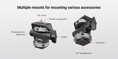 SmallRig DSLR Camera Clamp – Swivel & Tilt Adjustable Monitor Mount with Screws for Monitor, Flash Light & DIY Attachment (2903B)