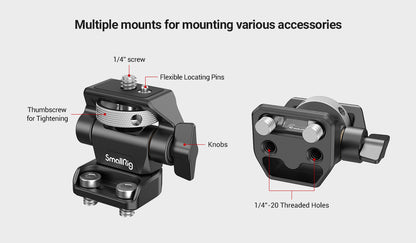 SmallRig DSLR Camera Clamp – Swivel & Tilt Adjustable Monitor Mount with Screws for Monitor, Flash Light & DIY Attachment (2903B)