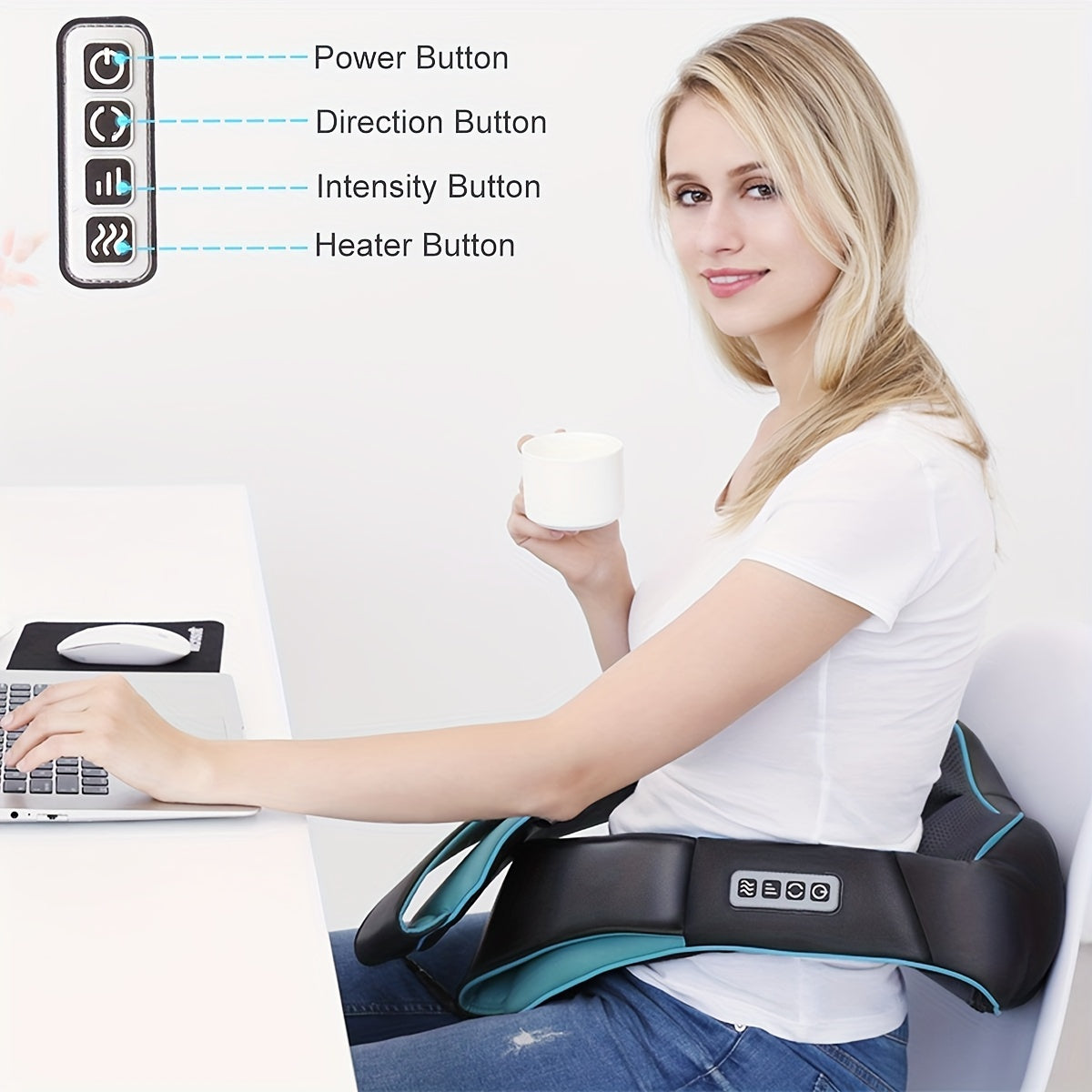 Heated Shiatsu Neck and Shoulder Massager – Deep Kneading Massage for Neck, Back, Waist and More, Ideal Gift for Men, Women, and Parents