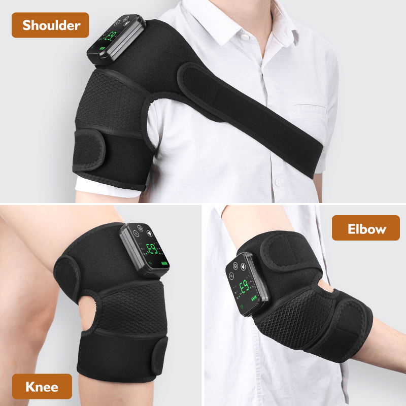 Cordless Knee & Shoulder Massager with Heat – Heated Vibration Brace for Knee, Elbow & Shoulder Pain Relief, 3 Adjustable Modes