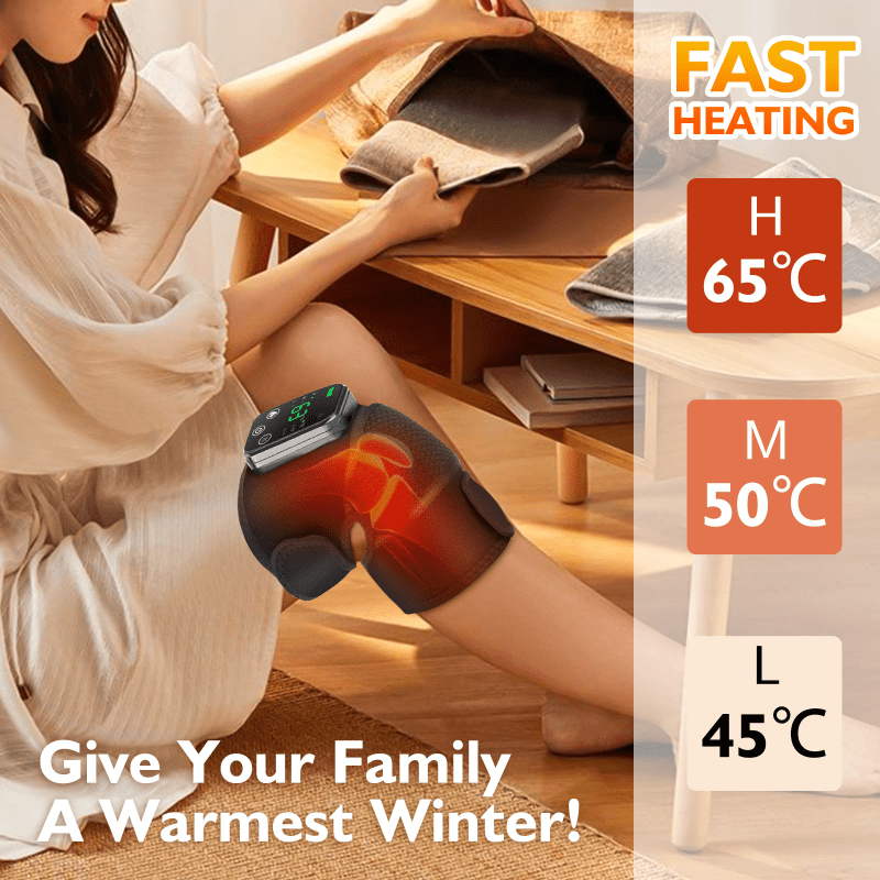 Cordless Knee & Shoulder Massager with Heat – Heated Vibration Brace for Knee, Elbow & Shoulder Pain Relief, 3 Adjustable Modes