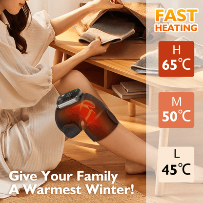 Cordless Knee & Shoulder Massager with Heat – Heated Vibration Brace for Knee, Elbow & Shoulder Pain Relief, 3 Adjustable Modes