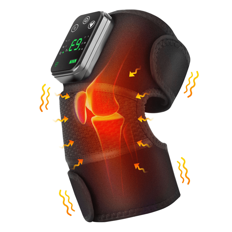 Cordless Knee & Shoulder Massager with Heat – Heated Vibration Brace for Knee, Elbow & Shoulder Pain Relief, 3 Adjustable Modes