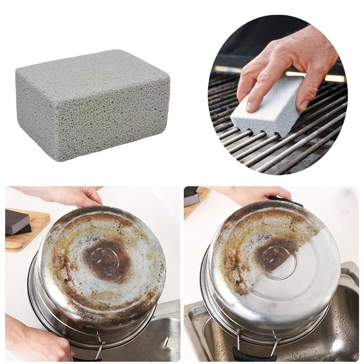 BBQ Grill Cleaning Brick - Magic Stone Barbecue Cleaning Block, Outdoor Camping & Picnic Tool, Kitchen and Cookware Cleaning Accessory