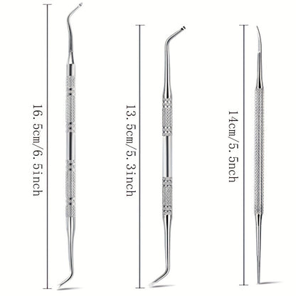 3PCS Stainless Steel Ingrown Toenail Tool Kit – Toenail File, Lifters, and Pedicure Tools for Pain Relief and Nail Care