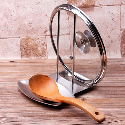 Stainless Steel Pot Cover Rack - Kitchen Storage Tray for Pots and Spoons, Stylish Tabletop Organizer