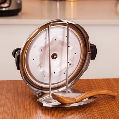 Stainless Steel Pot Cover Rack - Kitchen Storage Tray for Pots and Spoons, Stylish Tabletop Organizer
