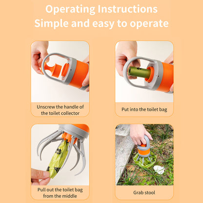 Portable Dog Pooper Scooper with 45 Waste Bags - Outdoor Dog Poop Picker and Excrement Shovel - Essential Pet Cleaning Supplies