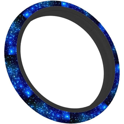 Blue Milky Way Sky Print Steering Wheel Cover - Anti-Slip, Elastic Universal Fit, 15" Protector for Cars, SUVs and Trucks