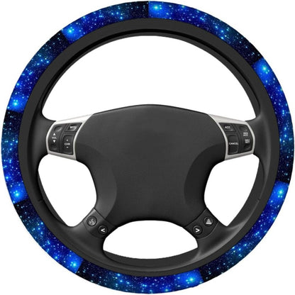 Blue Milky Way Sky Print Steering Wheel Cover - Anti-Slip, Elastic Universal Fit, 15" Protector for Cars, SUVs and Trucks