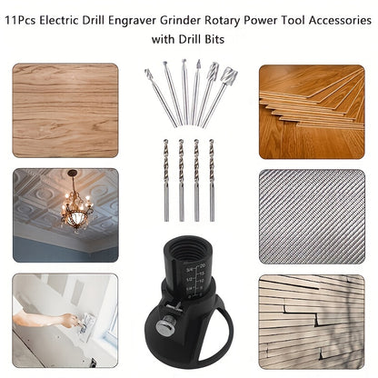 11PCS Electric Drill Engraver Grinder Accessories - Rotary Power Tool Set with Drill Bits for Rotary Tools
