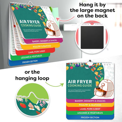 Air Fryer Magnetic Cheat Sheet – Cooking Times Chart for Popular Foods, Quick Reference Guide Kitchen Accessory & Gadget