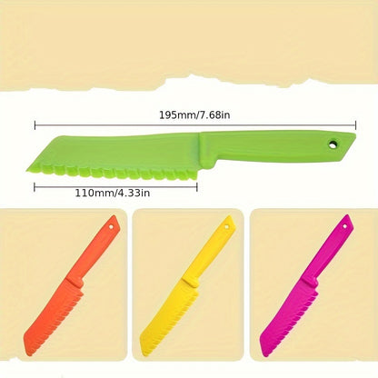 3PCS/6PCS/8PCS Kitchen Knife Set - Plastic Serrated Edges for Safe Cutting of Cakes, Fruits, and Veggies, Perfect for Little Chefs