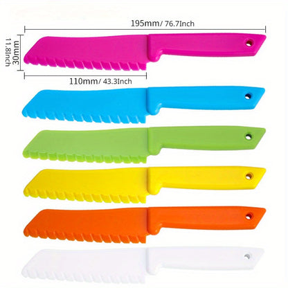 3PCS/6PCS/8PCS Kitchen Knife Set - Plastic Serrated Edges for Safe Cutting of Cakes, Fruits, and Veggies, Perfect for Little Chefs