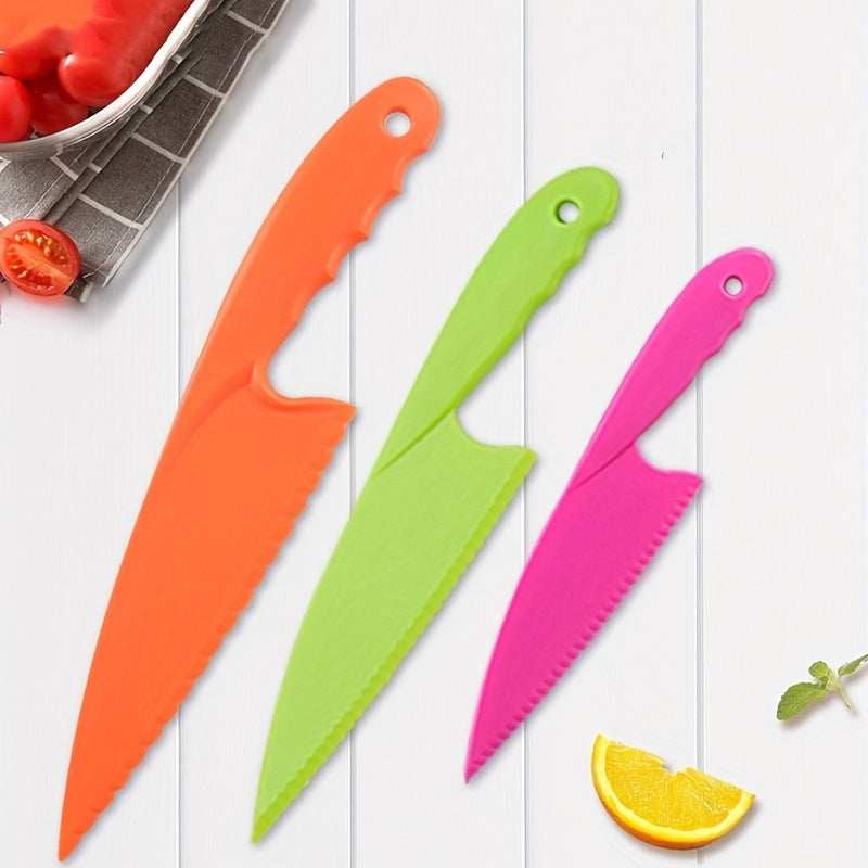 3PCS/6PCS/8PCS Kitchen Knife Set - Plastic Serrated Edges for Safe Cutting of Cakes, Fruits, and Veggies, Perfect for Little Chefs