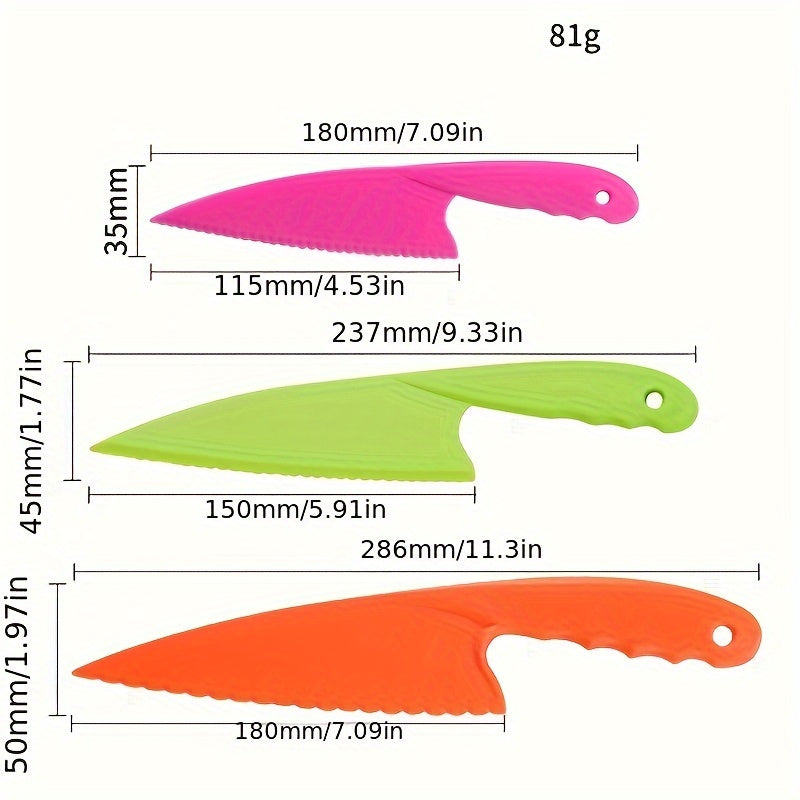 3PCS/6PCS/8PCS Kitchen Knife Set - Plastic Serrated Edges for Safe Cutting of Cakes, Fruits, and Veggies, Perfect for Little Chefs