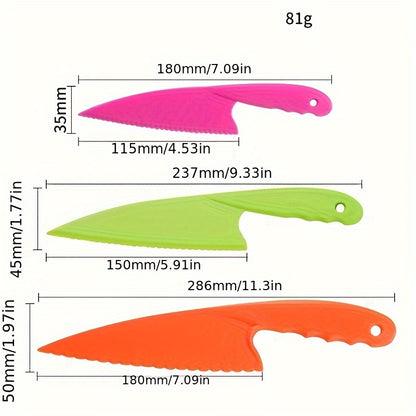3PCS/6PCS/8PCS Kitchen Knife Set - Plastic Serrated Edges for Safe Cutting of Cakes, Fruits, and Veggies, Perfect for Little Chefs
