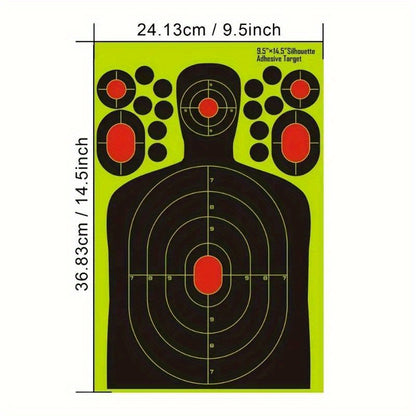 Human Body Shape Reactive Targets - 14.5 Inch Splatter Glow Fluorescent Paper for Accurate Range Training, 5/10/20pcs Pack, Durable Shooting Practice Accessories for Marksmen